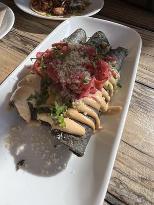 Purple taquitos   at Seabirds Kitchen - The LAB in Costa Mesa