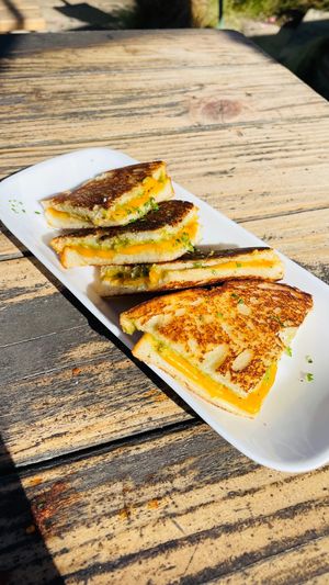 Cashew Gruyère Grilled Cheese with avocado basil spread at Seabirds Kitchen - The LAB in Costa Mesa