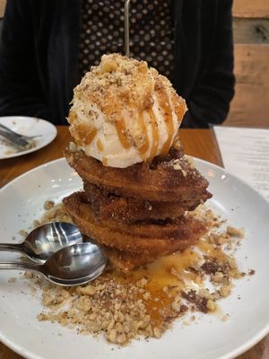 The Chaffle with caramel saucee  at Seabirds Kitchen - The LAB in Costa Mesa