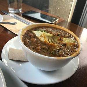 Posole - It tastes nothing like traditional posole. That being said, this soup is delicious! at Seabirds Kitchen - The LAB in Costa Mesa