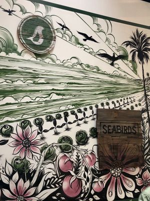 Pretty wall at Seabirds Kitchen - The LAB in Costa Mesa