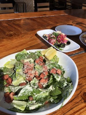 Cesar salad and purple taquitos! at Seabirds Kitchen - The LAB in Costa Mesa