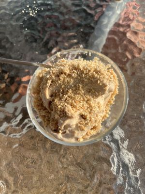 Banana ice cream   at Lahanaki - Vegan Cantina in Corfu