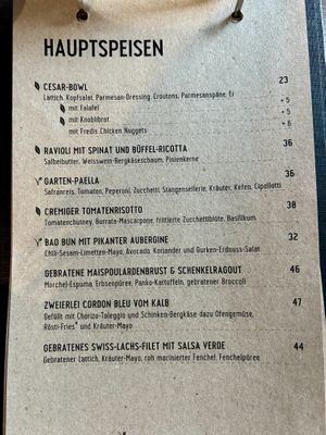 Menükarte   at Fredi in Winterthur