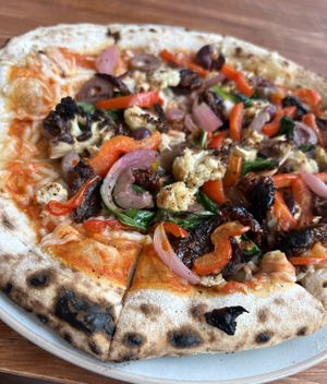 Vegan pizza   at The Bosk in Alnwick
