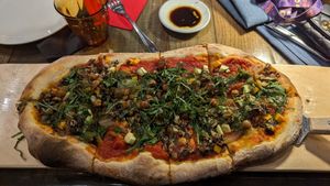 Roman Style Sexy Vegan Pizza at  Testa Barra Kitchen & Cocktails in Macomb Township