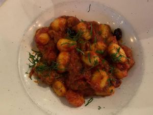 Gnocchi Provencale, so filling, could do with extra mushrooms or something at Andiamo Trattoria Rhodes in Rhodes