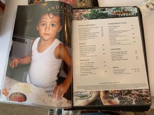 Separate vegan menu - so so good!! at Andiamo Trattoria Rhodes in Rhodes