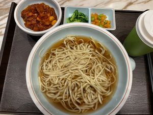 Vegan noodle menu for 4 euros  at Chunfeng Songyuelou - Jiuguang Department Store in Shanghai
