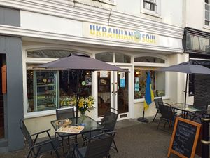 Outside at Ukrainian Soul  in Falmouth