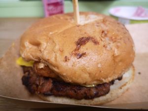 Bad photo, but an absolutely amazing burger! The Peanut Butter BBQ Burger, highly recommend 💚. at Vegan Vice in Felixstowe