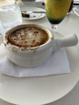 Vegan onion soup  at Elements Restaurant in Oranjestad