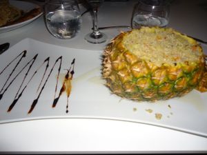 Quinoa stuffed pineapple  at Elements Restaurant in Oranjestad