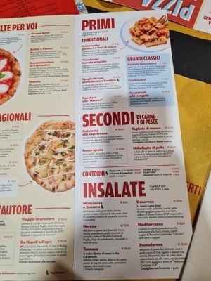 Menu at Rossopomodoro in Como