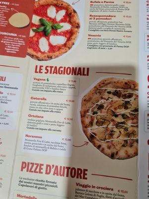 Menu at Rossopomodoro in Como