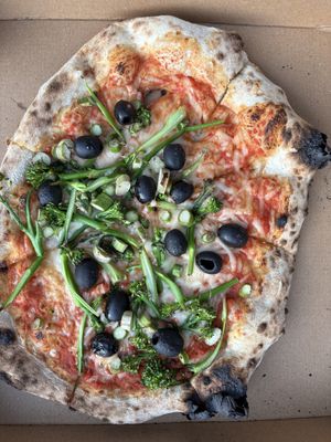 Vegan “veggie” pizzaa  at Coastal Crust Pizza in Swanage