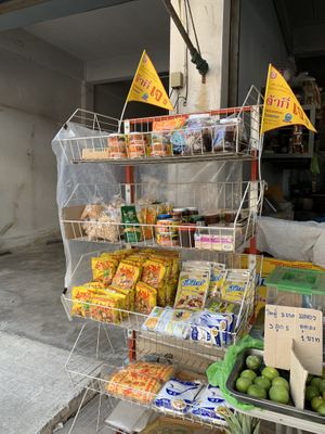 The stands. Lots of goodies  at Veg Restaurant in Hua Hin