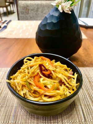 Stir fry noodles  at Cosmic Kitchen in Dubai
