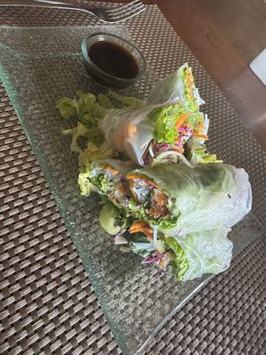 Rice paper rolls  at D'padi Restaurant in Karangasem