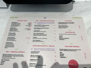 Menu - vegan options clearly labelled as VG   at Pho Mo - The Galleria in Abu Dhabi
