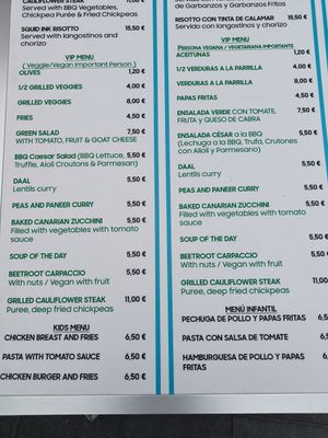 Veggie/vegan menu at Rajwadi Thali in Tenerife