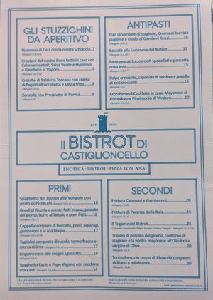 Karte Seite 02 at il Bistrot di Castiglioncello in Castiglioncello