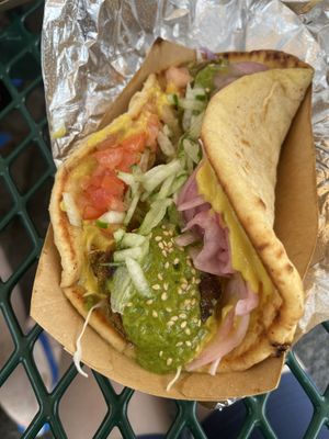 Falafel gyro with non-dairy sauce option   at Tiki Tzatziki  in Hanalei