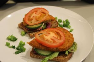 schnitzel sandwich at De Vegetarische Traiteur in Amsterdam