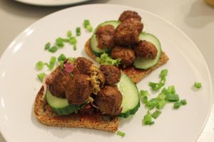 meatball sandwich at De Vegetarische Traiteur in Amsterdam