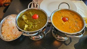 Tofu Palak and Tarka Daal at Masala Indian Restaurant in Weil Am Rhein