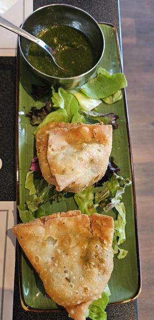 Samosas with mint dip at Masala Indian Restaurant in Weil Am Rhein