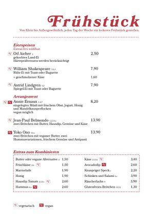 Menü  at Aegis Café in Ulm