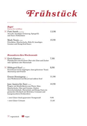 Menü  at Aegis Café in Ulm