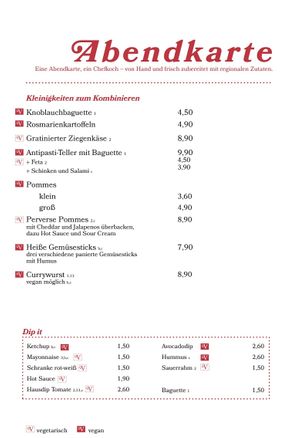 Menü  at Aegis Café in Ulm