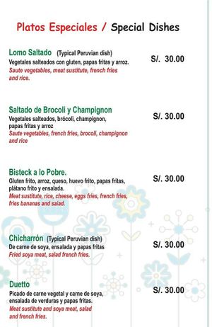 Lomo saltado, chicharron , delicia de brocoli at El Encuentro - Santa Catalina in Cusco