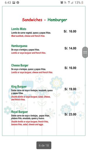 Las hamburguesas que llevan queso o huevo se puede sustituir por tofu o palta at El Encuentro - Santa Catalina in Cusco