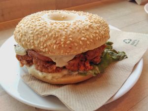 Bagel with tempeh at Goodies Berlin - Friedrichshain in Berlin
