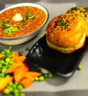 our yummy vegan butter pav bhaji with delicious veggies mashed up with spices and vegan butter served with a side of whole wheat bread at The Gratitude Kitchen - Cloud Kitchen in Mumbai