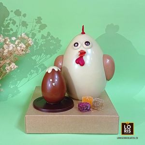 Huevo de chocolate GALLINA, HUEVO y MINI PATÉ DE FRUTAS at LORIS CHOCOLATES in Valencia