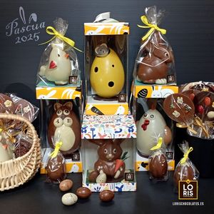Figuras pascueras artesanales, hechas a mano con mucho mimo y mejores ingredientes.
Divertidas, originales y llenas de sabor, sin gluten, sin lactosa. ¡Con sorpresa en el interio at LORIS CHOCOLATES in Valencia
