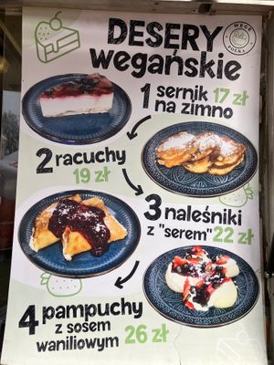 Dessert menu at Wege Polka in Warsaw