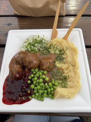 “Meatballs” with gravy and cranberry saucee  at Wege Polka in Warsaw