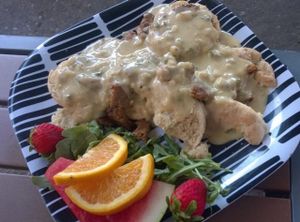 vegan biscuits and gravy at the addison st location only! at Lamplighter - Addison St in Richmond