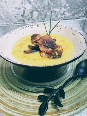 Golden Cauliflower Miso Soup with Shitaki Mushrooms *Vegan/WF at The Edible Journey in Port Stanley