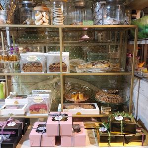 Our abundant baking shelf! at The Edible Journey in Port Stanley