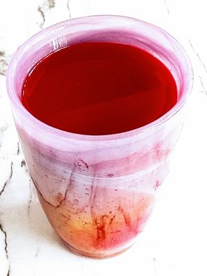 Fresh-pressed organic Beet Orange Spinach Berry Juice at The Edible Journey in Port Stanley