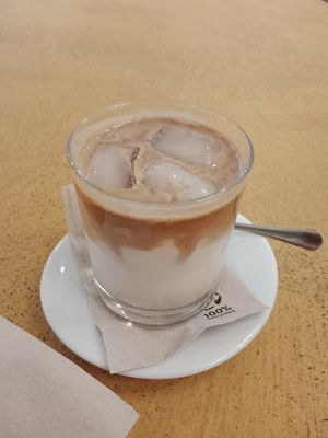 Iced Latte with homemade almond milk, SO GOOD! at Cortese in Florence