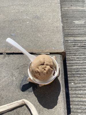 Cappuccino and coconut Stracciatella gelato   at Cortese in Florence