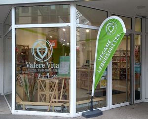 Front view of the shop, now with beach flag. ;-) at Valere Vita in Aachen