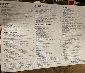Full menu shows other vegan options  at Doppiozero  in Beaconsfield